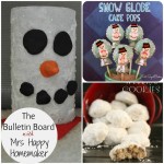 Snowman Candle Holders, Snow Globe Cake Pops, & Mexican Wedding Cookies