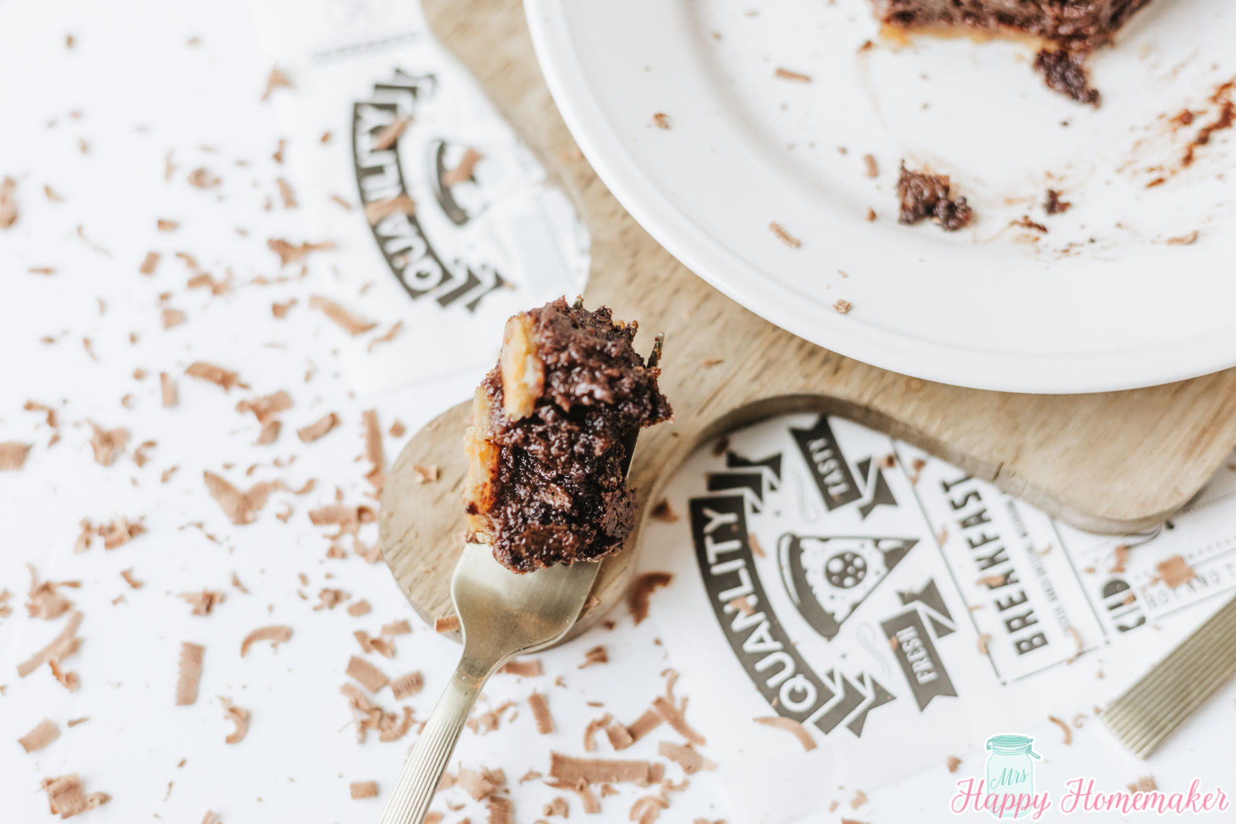 Chocolate Fudge Pie bite on a fork