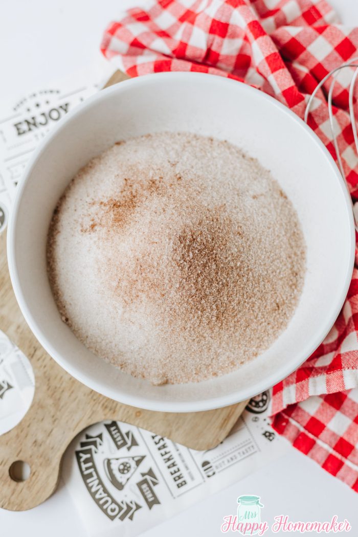 sugar and cocoa powder mixed in a white bowl