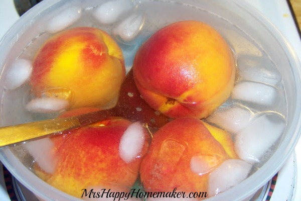 blanching peaches in ice water