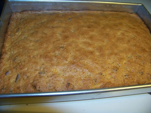 homemade carrot cake in a cake pan