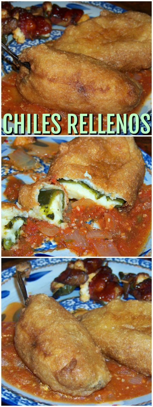 Homemade Authentic Chiles Rellenos collage of 3 images