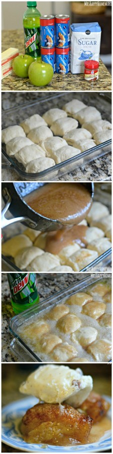 The BEST Apple Dumplings EVER. And you only need 6 ingredients to make them. The secret ingredient may seem a little crazy, but trust me on this! | MrsHappyHomemaker.com @MrsHappyHomemaker