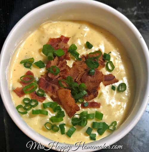 loaded baked potato soup with bacon and green onions