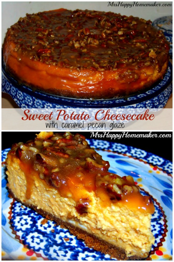 Sweet Potato Cheesecake with Caramel Pecan Glaze