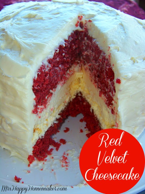 Red Velvet Cheesecake | MrsHappyHomemaker.com