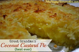 Great Grandma's Coconut Custard Pie