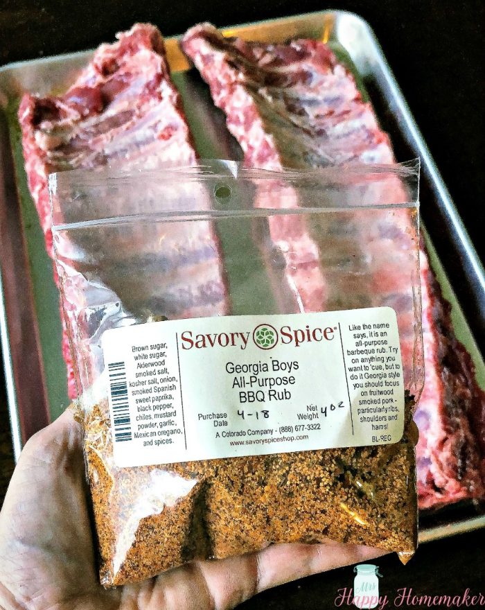 savory spice all purpose bbq rib and two racks of baby back ribs
