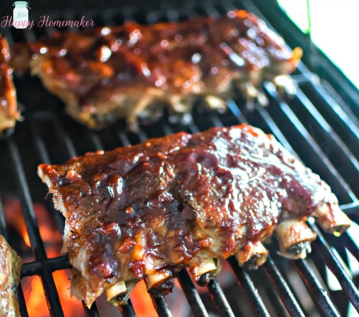 glazed baby back ribs on a grill