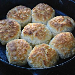 Mama's Homemade Buttermilk Biscuits in a cast iron skillet