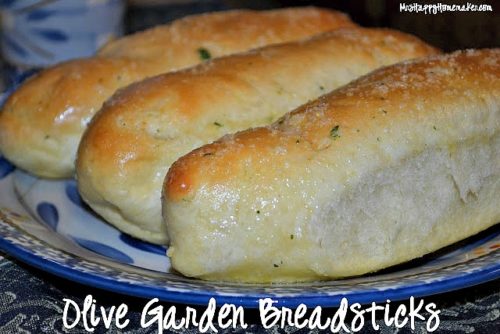 Copycat Olive Garden Breadsticks on a blue plate