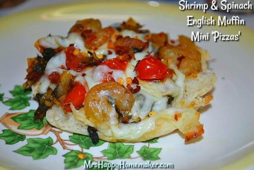 Shrimp & Spinach English Muffin Mini Pizzas