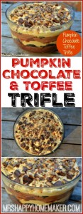 Pumpkin Chocolate and Toffee Trifle | MrsHappyHomemaker.com @mrshappyhomemaker
