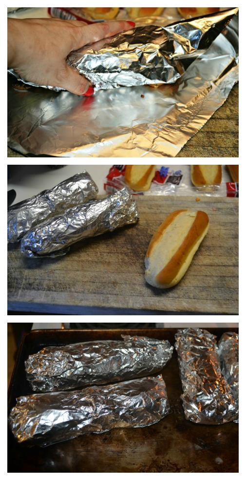 Rolling up My Favorite Philly Cheesesteak Sandwich in aluminum foil