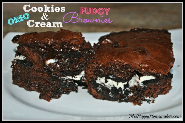 Fudgy Cookies & Cream Brownies - with Oreos!  These are the best brownies EVER!