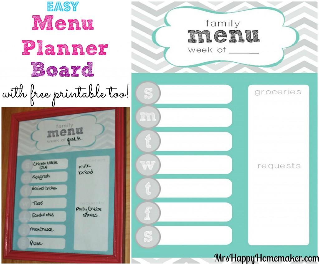 Easy Menu Planner Board - with a free printable!