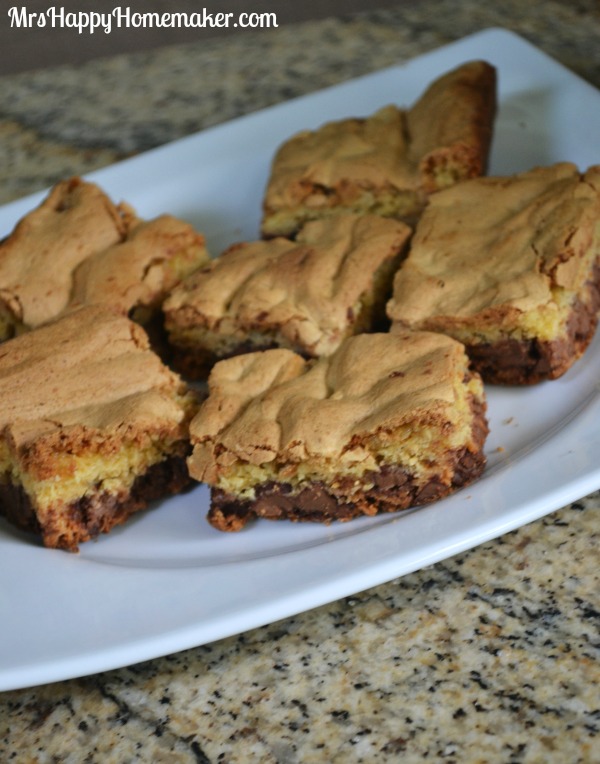 Easy Chocolate Chip Cookie Bars with cake mix for a simple shortcut dessert