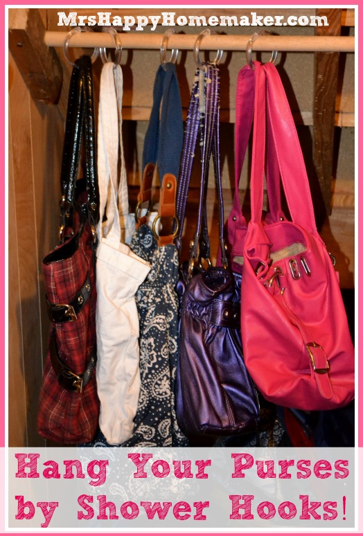 Organize Your Purses with Shower Hooks!