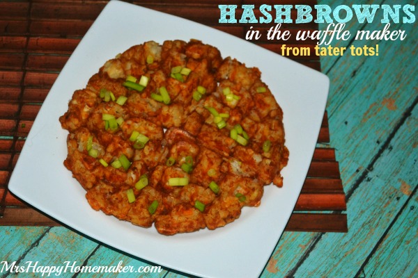 Hashbrowns in the Waffle Maker, from tater tots!