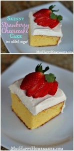 Skinny Strawberry Cheesecake Cake - no sugar added - diabetic friendly dessert