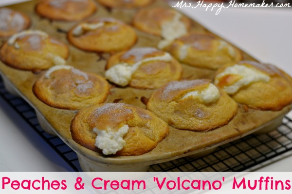 Peaches & Cream Volcano Muffins