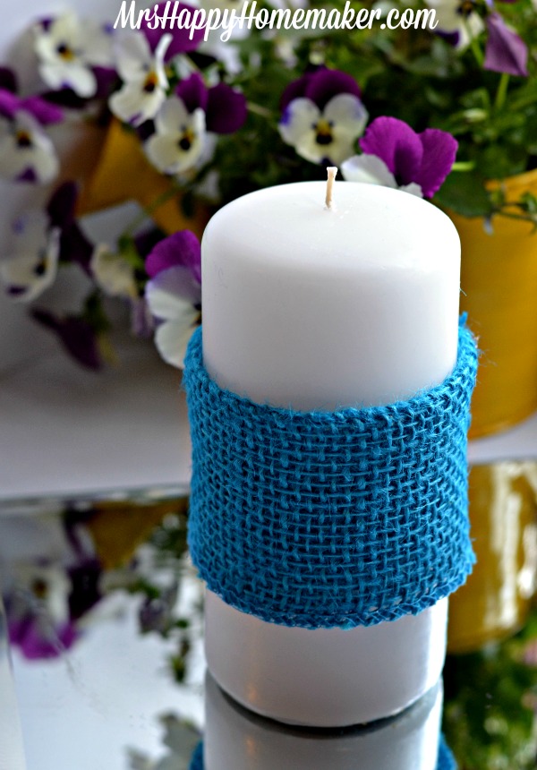 Burlap Wrapped Candles for Spring