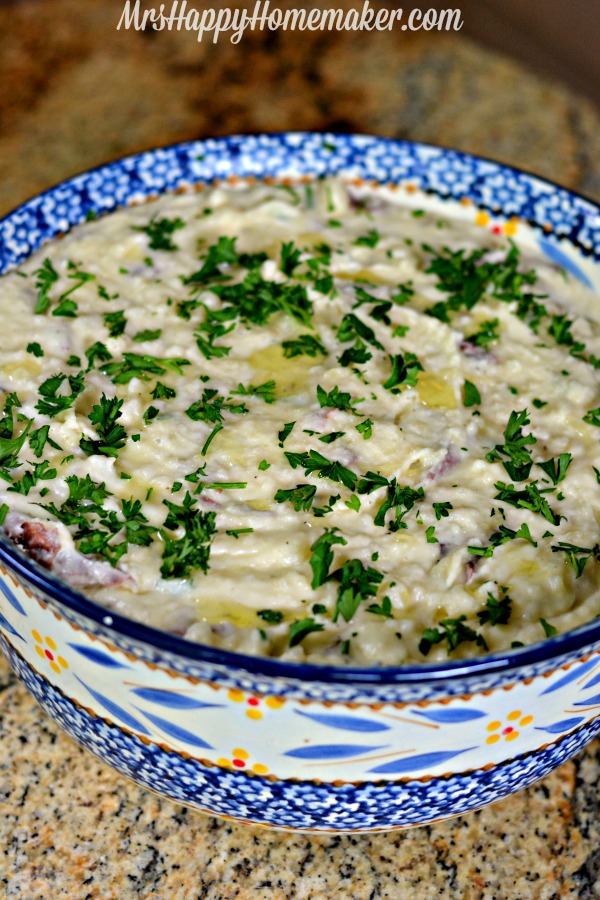 Parmesan Mashed Potatoes with olive oil, garlic, & parsley