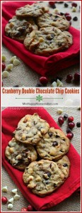 Cranberry Double Chocolate Chip Cookies – simple, festive, & absolutely delicious… not to mention the perfect Christmas cookie. Good luck eating just one!