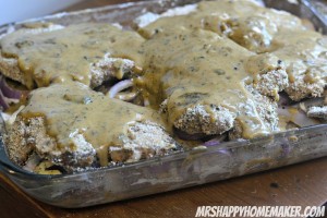 Ranch Pork Chop and Potato Casserole with Cheddar Gravy - one dish easy weeknight meal