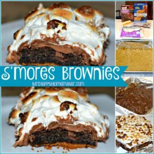 These Easy Peasy S’mores Brownies couldn’t be any simpler. They use a boxed brownie mix to make things super simple & they couldn’t be any more delicious. | MrsHappyHomemaker.com @mrshappyhomemaker