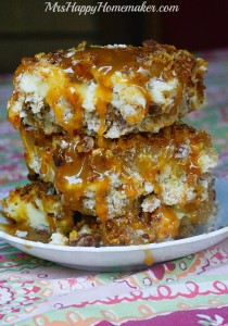 These Caramel Apple Crumble Cheesecake Bars are a combination of apple cobbler, caramel apples, & cheesecake - and they are out of this world delicious!