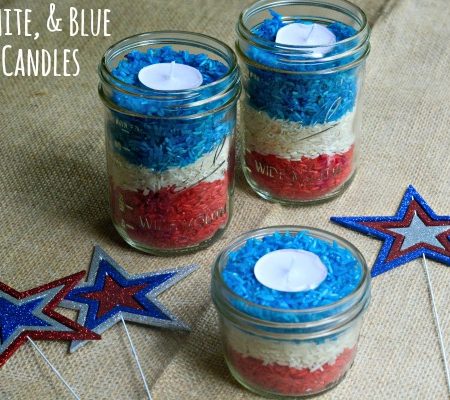 Red White and Blue Rice Candles