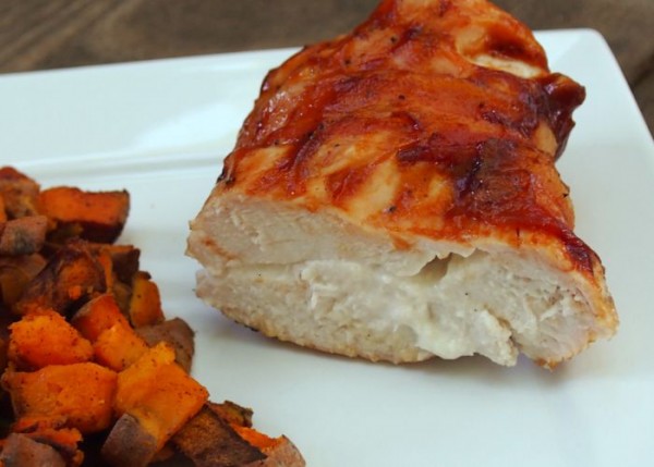 BBQ Bacon Cheese Stuffed Chicken with Sweet Potato Home Fries