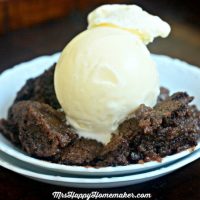 My Grandma's Old Fashioned Brownie Pudding recipe is a chocolate lover's dream. Warm, rich, fudgy chocolate with a thin 'brownie edge' crust. Only 6 simple ingredients too! INCREDIBLE! | MrsHappyHomemaker.com @mrshappyhomemaker