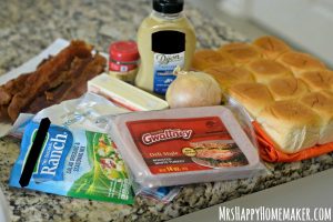 Ingredients to make Turkey Bacon Ranch Baked Sliders