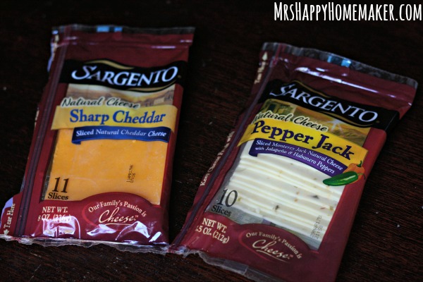 sliced cheese packages from Sargento - sharp cheddar and pepper jack 