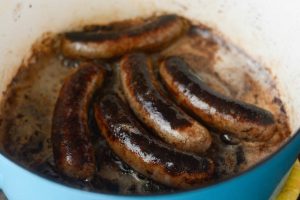 Dublin Coddle - an Irish classic with sausages, bacon, potatoes, & onion. You can use bratwurst if you like too. SO good!! Perfect for St. Patrick's Day
