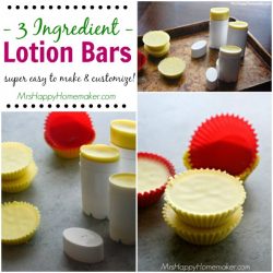 3 Ingredient Lotion Bars - easy to make & customize! | MrsHappyHomemaker.com @mrshappyhomemaker