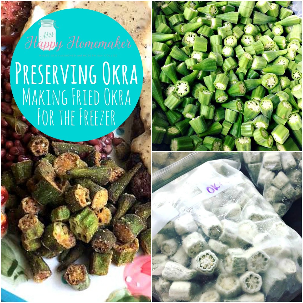 Preserving Okra - Making Fried Okra for the Freezer | MrsHappyHomemaker.com 