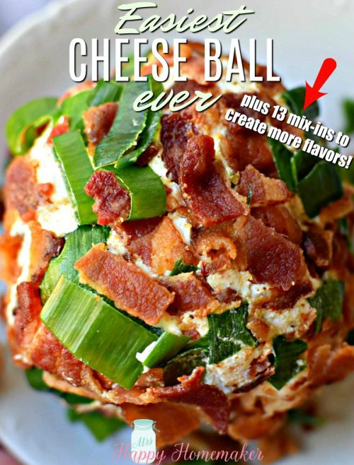 The easiest cheese ball ever plus 13 mix ins to create more flavors ] bacon green onion cheese ball