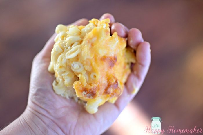 rolling leftover Mac and cheese in a ball 