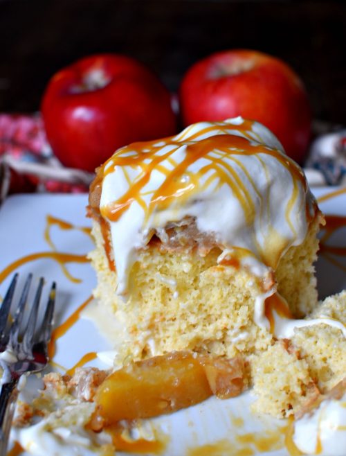 Caramel Apple Tres Leches Cake | MrsHappyHomemaker.com