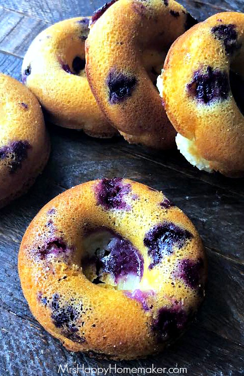 Blueberries & Cream Cake Donuts | MrsHappyHomemaker.com