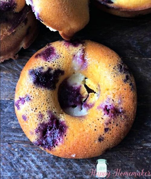 Blueberries & Cream Cake Donuts | MrsHappyHomemaker.com