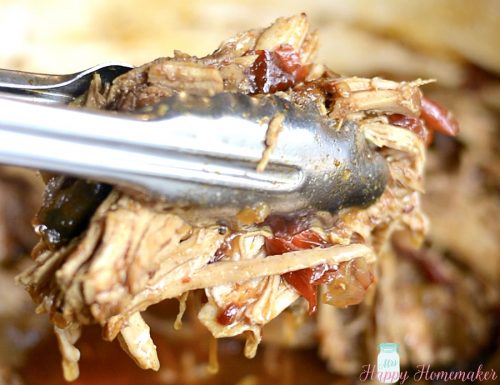 Spicy Dr. Pepper Pork Roast with tongs