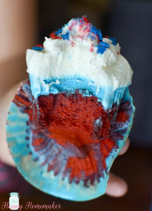 Patriotic Ice Cream Cupcakes red white and blue