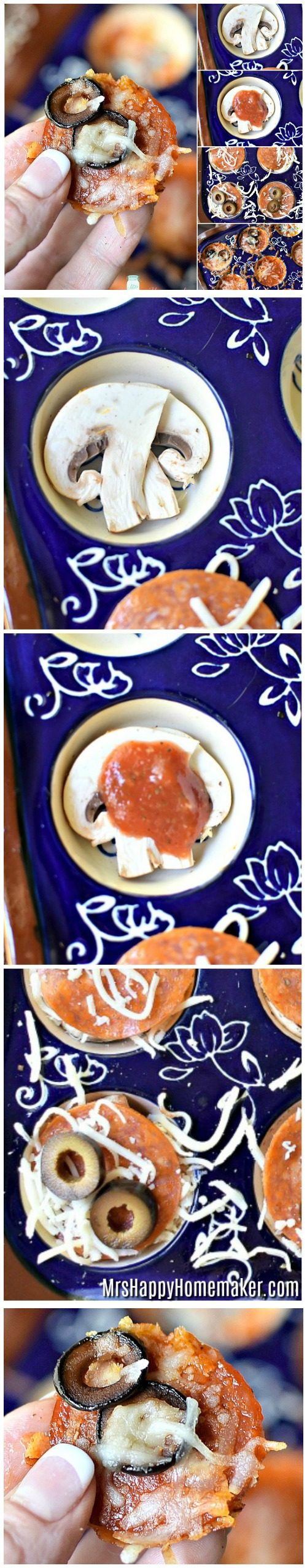 Low Carb Mushroom Slice Pizza Bites | MrsHappyHomemaker.com @mrshappyhomemaker
