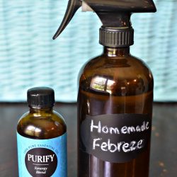 Homemade Febreze with only 2 ingredients! It smells so good & will refresh your whole house. Use as fabric refresher, air freshener, or household cleaner! | MrsHappyHomemaker.com