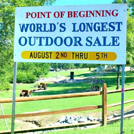 world's largest yard sale point of beginning sign