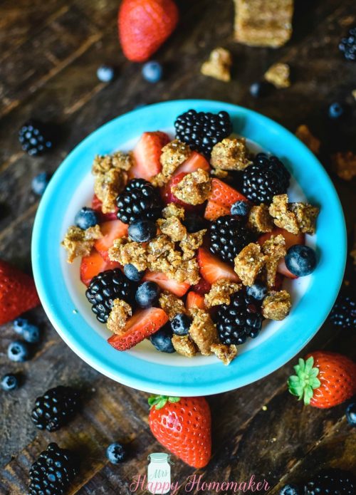 Fruit Bowls with Cashew Cookie Crumbles with fresh berries